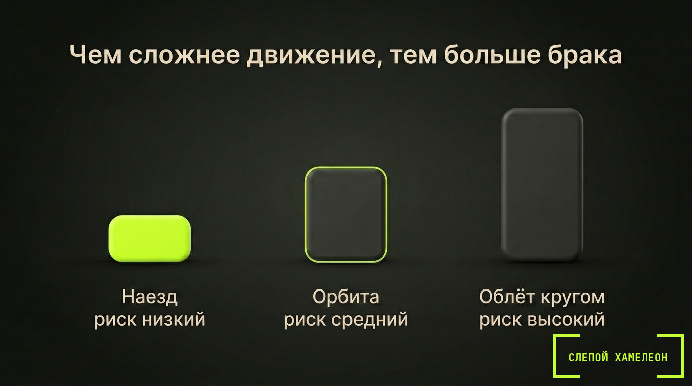 Какие движения держат форму Движения камеры для предметного видео по уровню риска