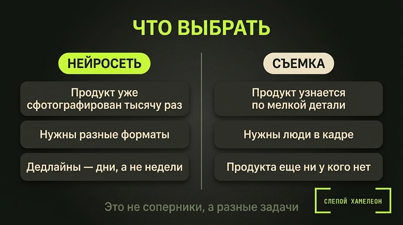 Когда брать нейросеть, а когда съёмку