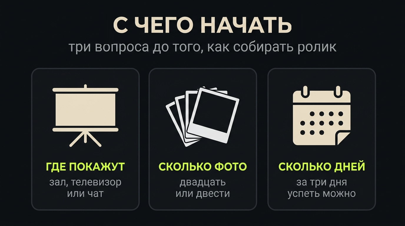 Три вопроса до сборки: где покажут, сколько фотографий, сколько дней осталось